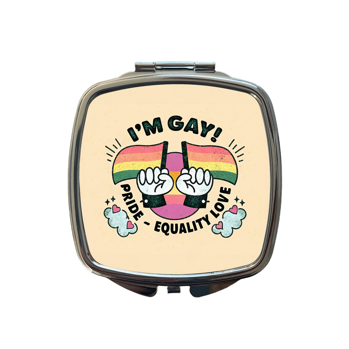I'm Gay Pride Rainbow LGBTQ Small Travel Purse Handbag Pocket Makeup Compact Mirror