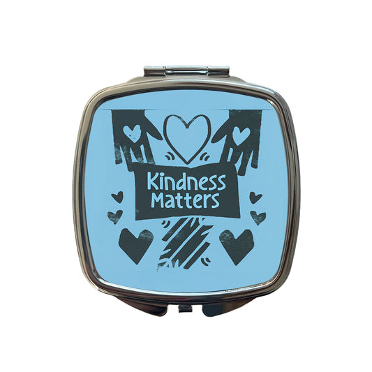 Kindness Matters Black Blue Small Travel Purse Handbag Pocket Makeup Compact Mirror