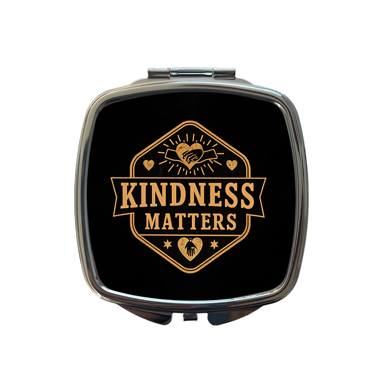 Kindness Matters Black Tan Small Travel Purse Handbag Pocket Makeup Compact Mirror