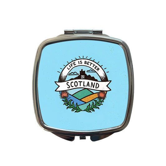 Life Is Better In Scotland Small Travel Purse Handbag Pocket Makeup Compact Mirror