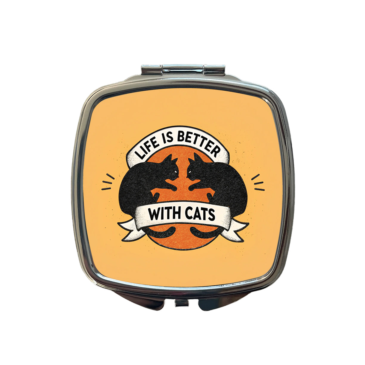 Life Is Better With Cats Small Travel Purse Handbag Pocket Makeup Compact Mirror