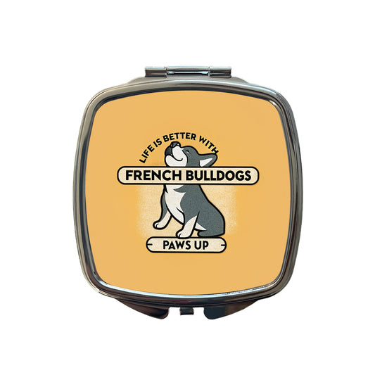Life Is Better With French Bulldogs Dogs Small Travel Purse Handbag Pocket Makeup Compact Mirror