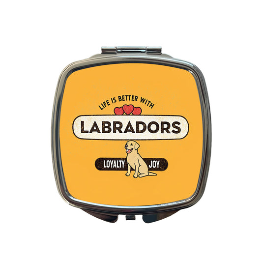 Life Is Better With Labrador Retrievers Dogs Small Travel Purse Handbag Pocket Makeup Compact Mirror