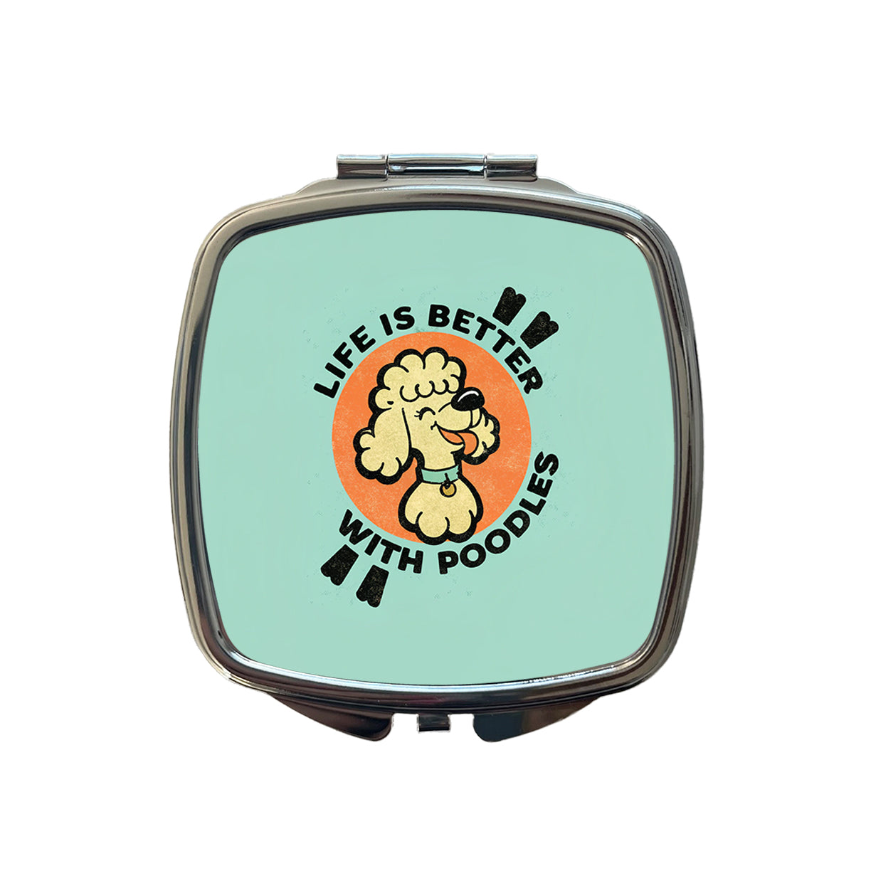 Life Is Better With Poodles Small Travel Purse Handbag Pocket Makeup Compact Mirror
