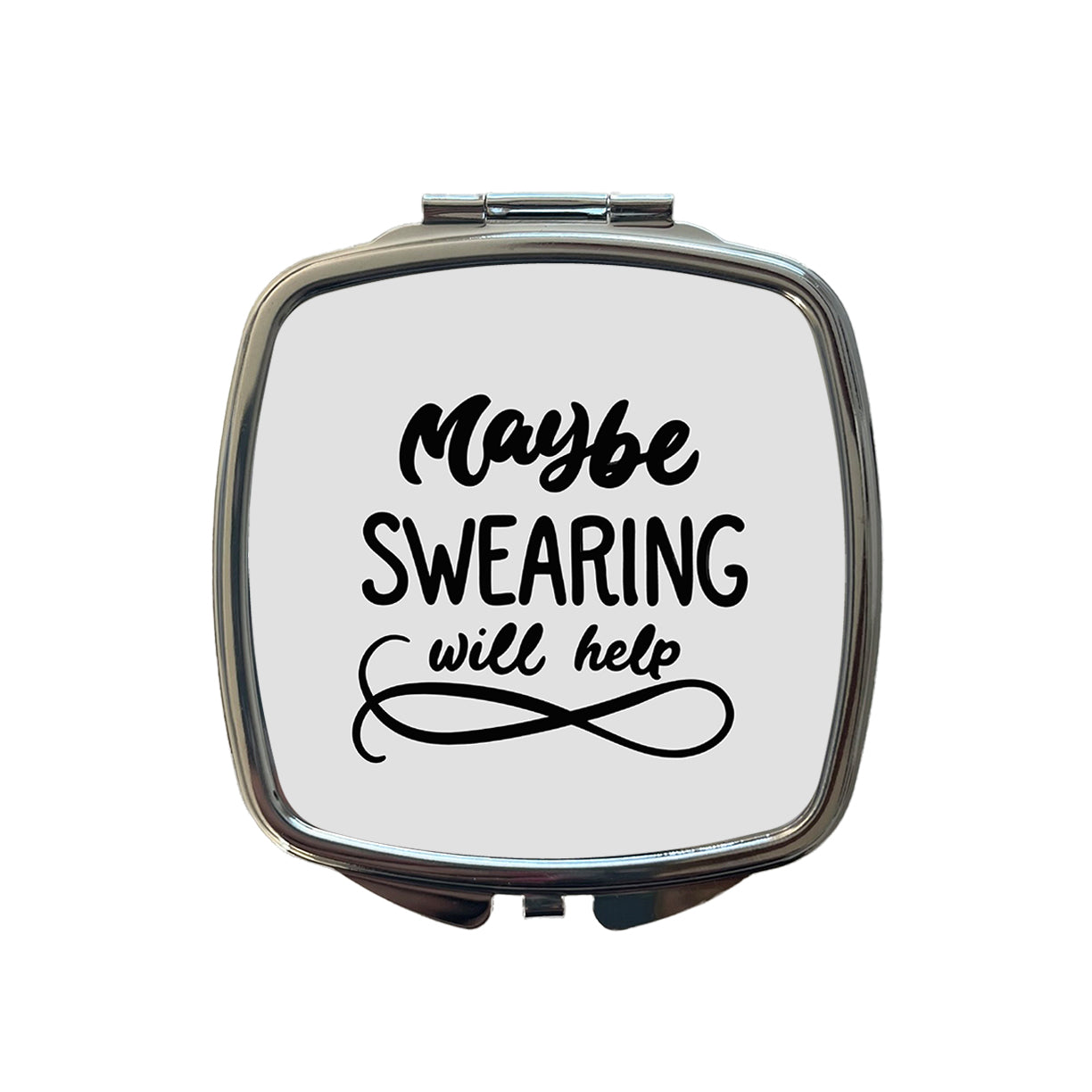 Maybe Swearing Will Help Funny Script Small Travel Purse Handbag Pocket Makeup Compact Mirror