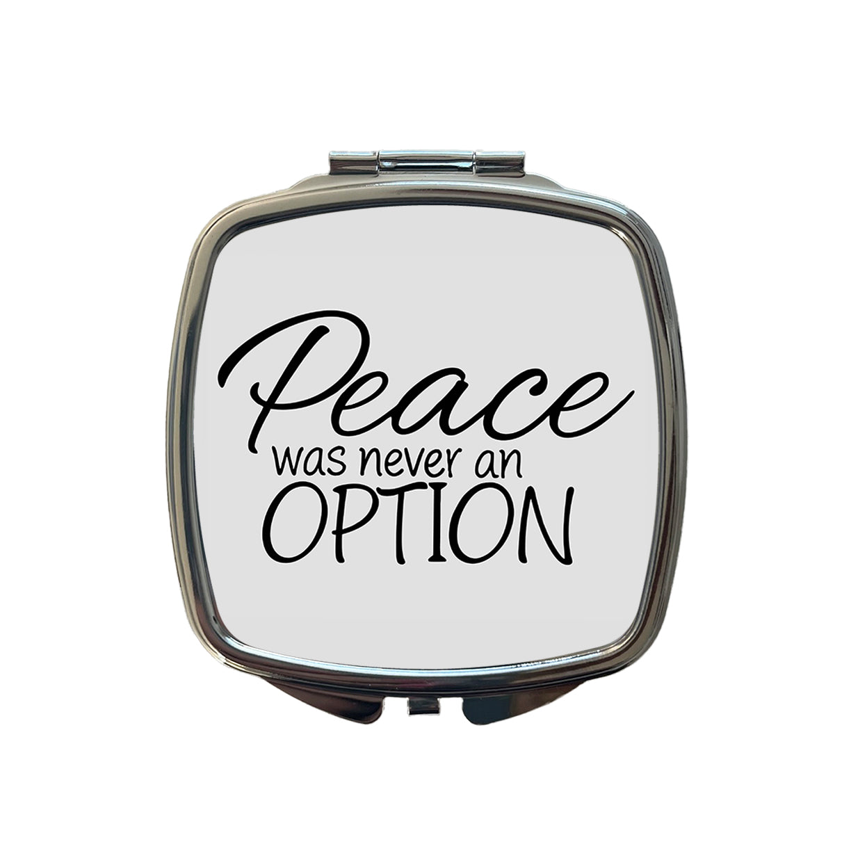 Peace Was Never An Option Funny Small Travel Purse Handbag Pocket Makeup Compact Mirror