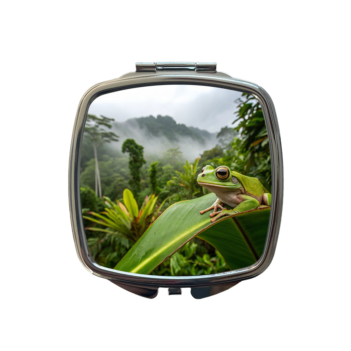 Puerto Rico Frog On Leaf Small Travel Purse Handbag Pocket Makeup Compact Mirror