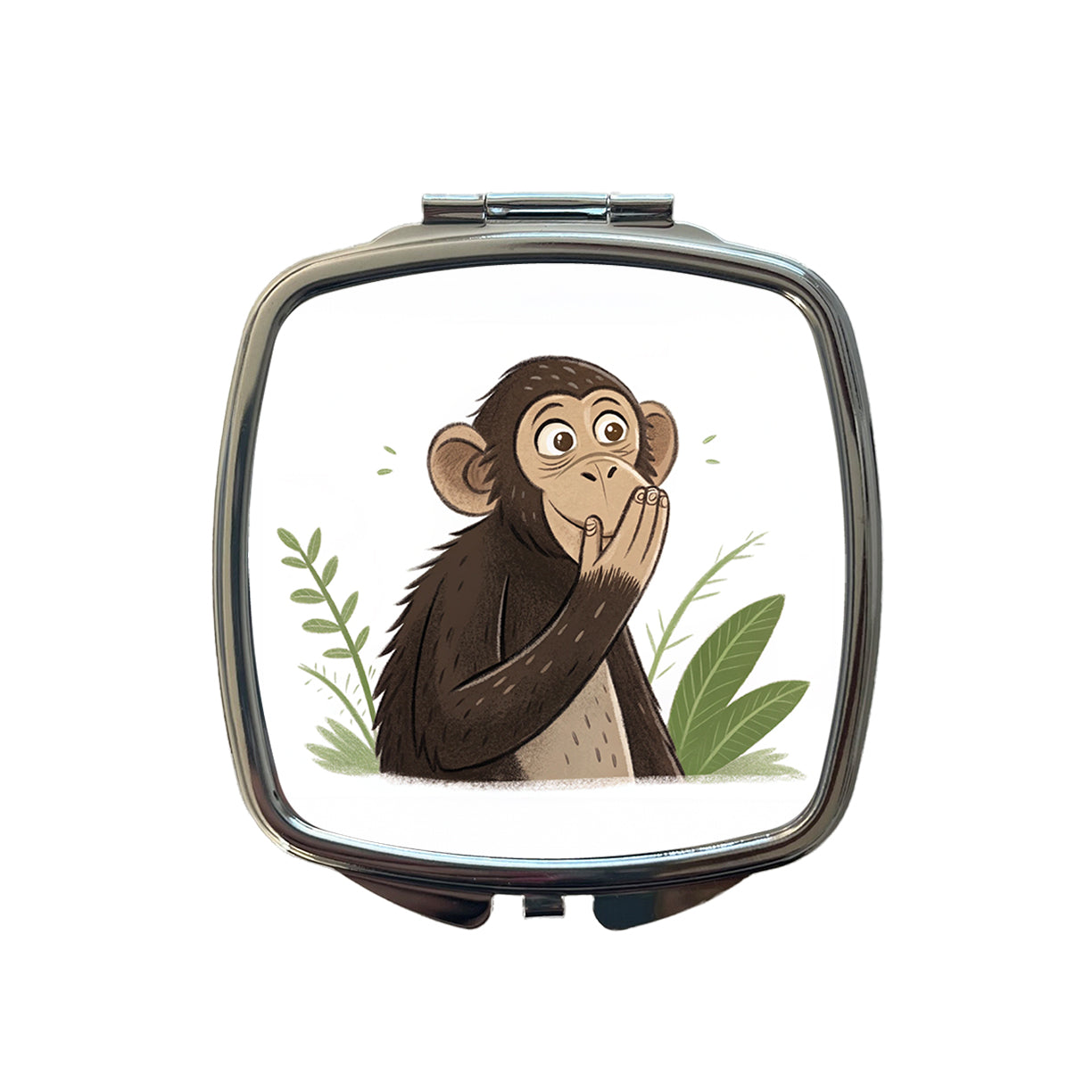 Speak No Evil Monkey Funny Small Travel Purse Handbag Pocket Makeup Compact Mirror
