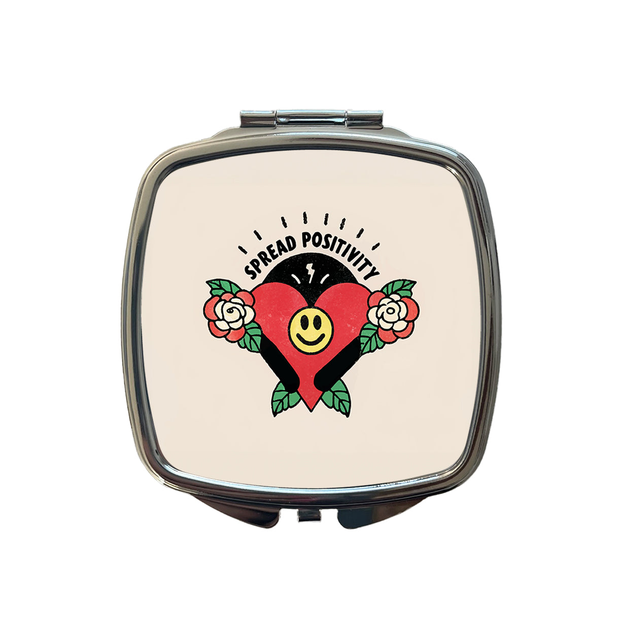 Spread Positivity Cute Small Travel Purse Handbag Pocket Makeup Compact Mirror