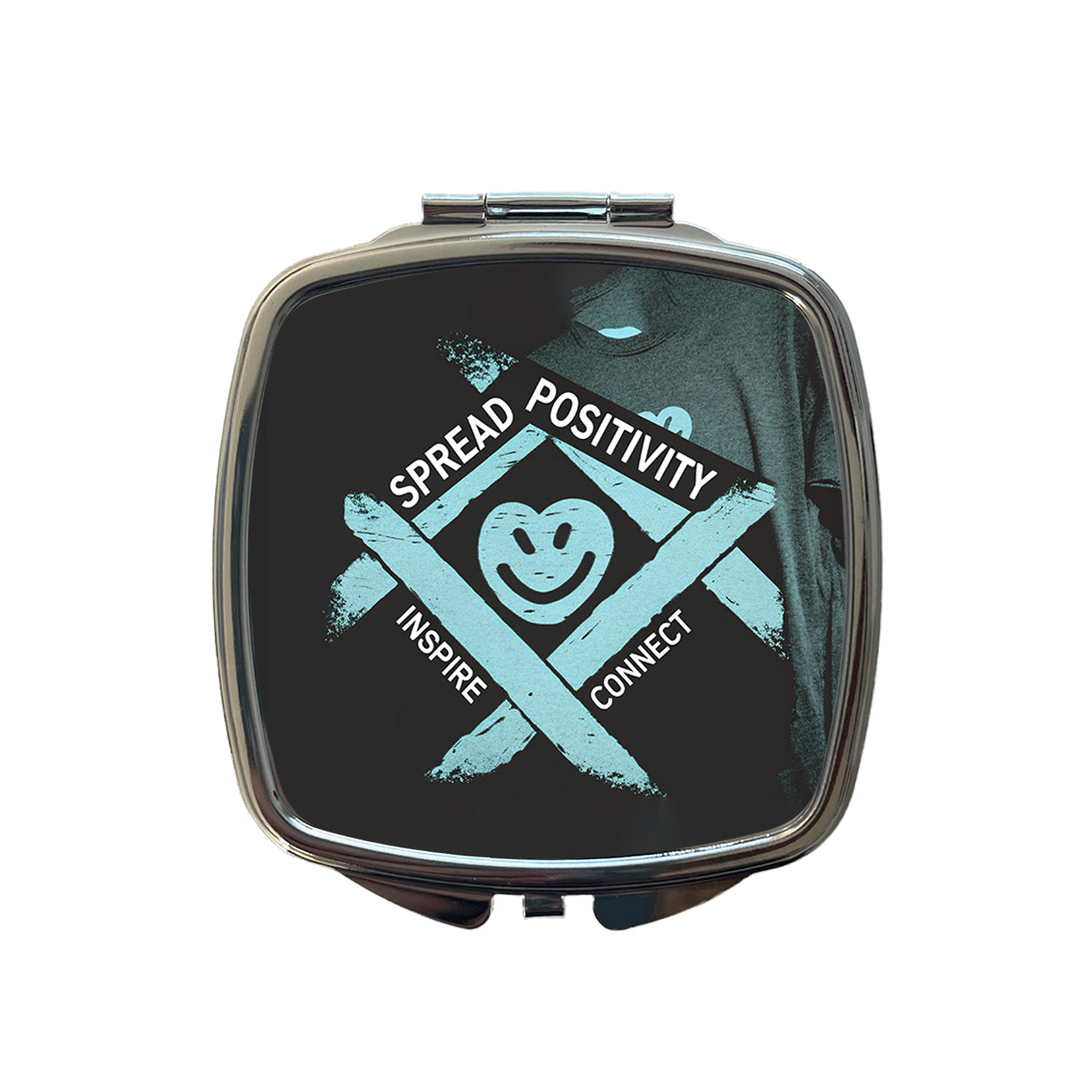 Spread Positivity Inspire Connect Small Travel Purse Handbag Pocket Makeup Compact Mirror