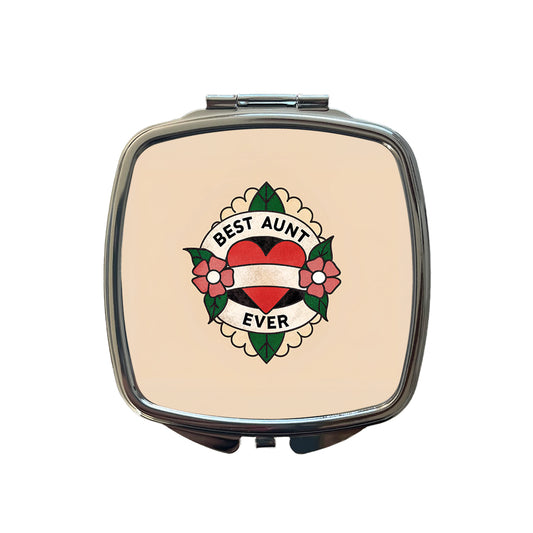 Best Aunt Ever Small Travel Purse Handbag Pocket Makeup Compact Mirror