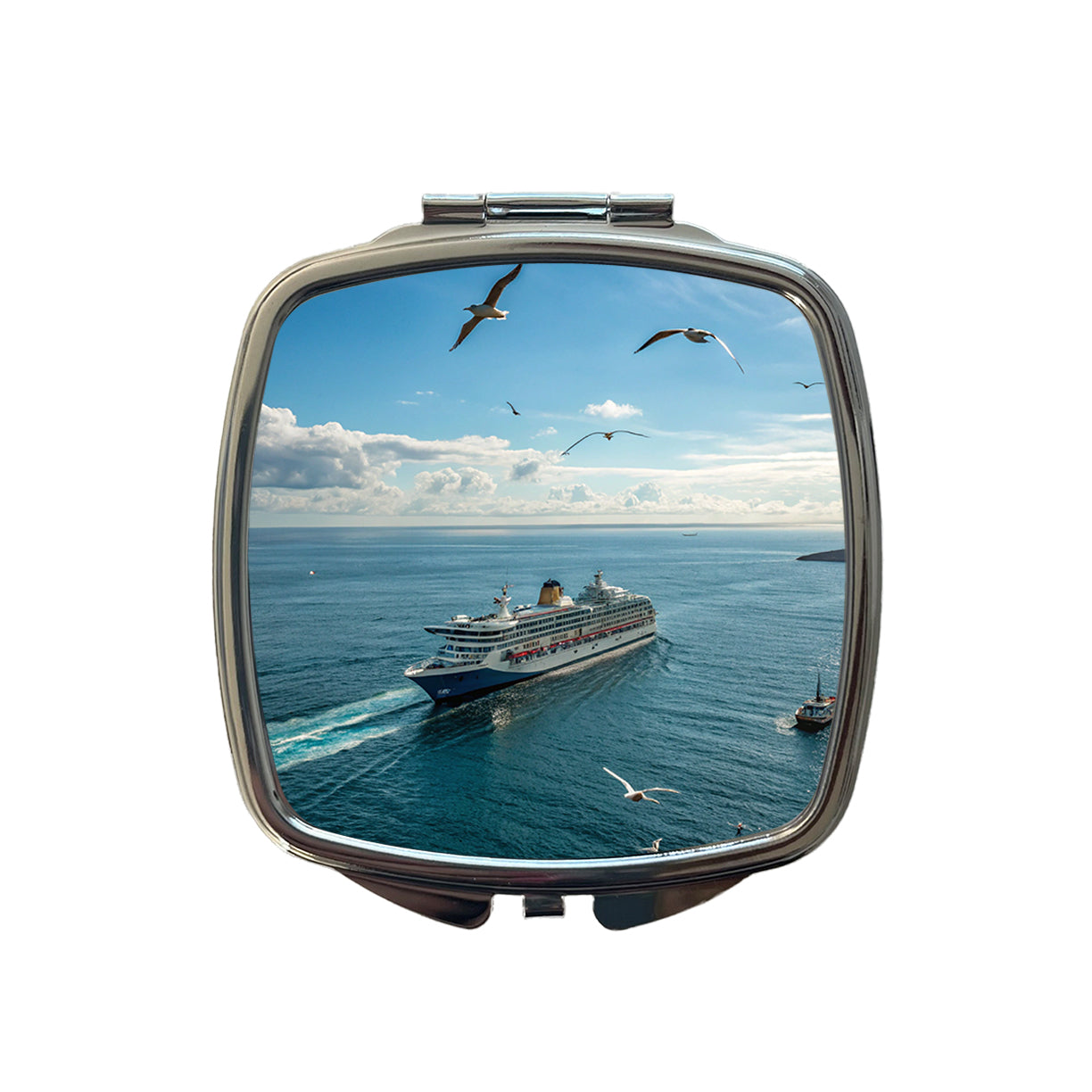 Cruise Ship Ocean Traveling Small Travel Purse Handbag Pocket Makeup Compact Mirror