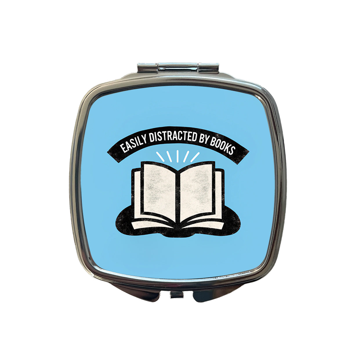 Easily Distracted By Books Reader Reading Small Travel Purse Handbag Pocket Makeup Compact Mirror