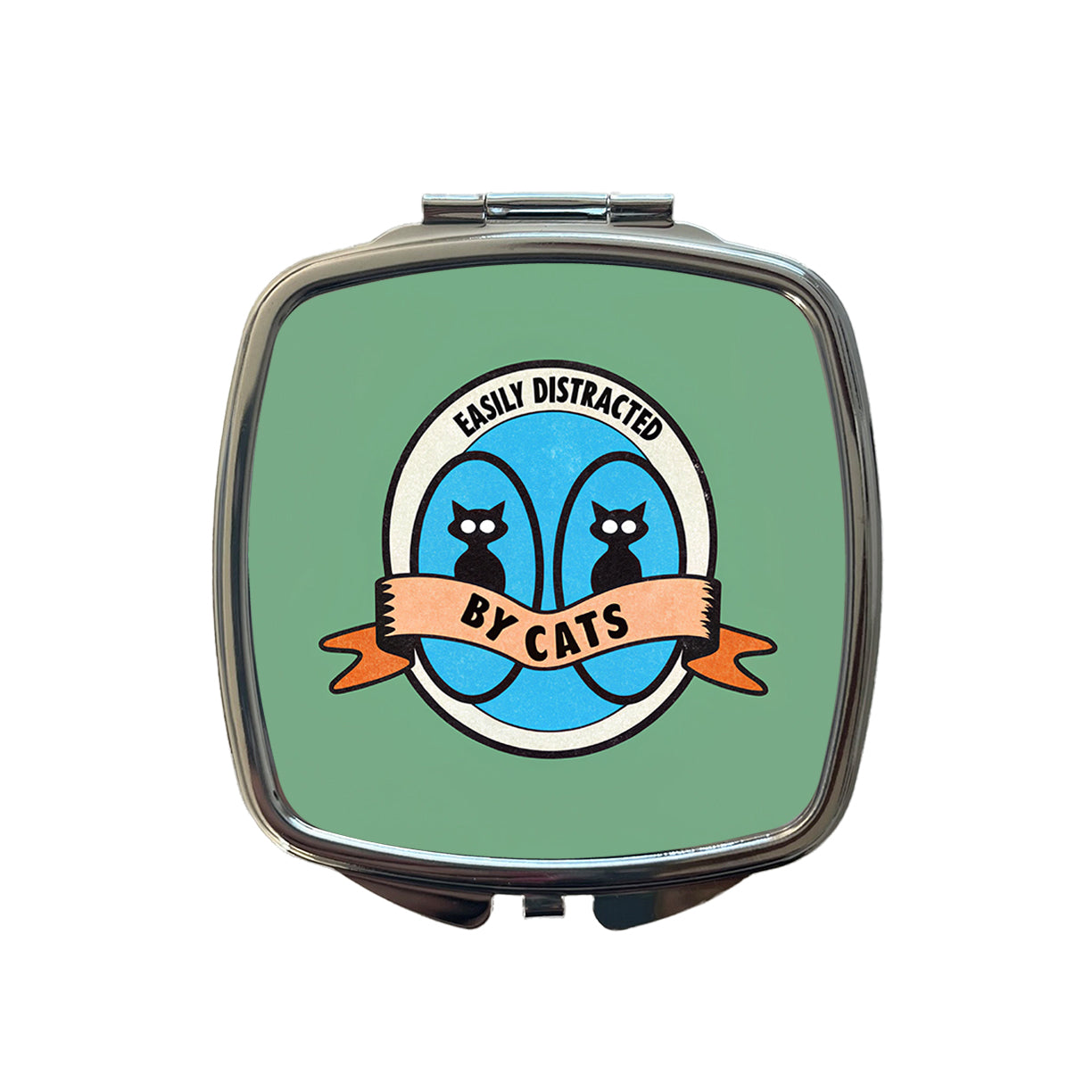 Easily Distracted By Cats Small Travel Purse Handbag Pocket Makeup Compact Mirror
