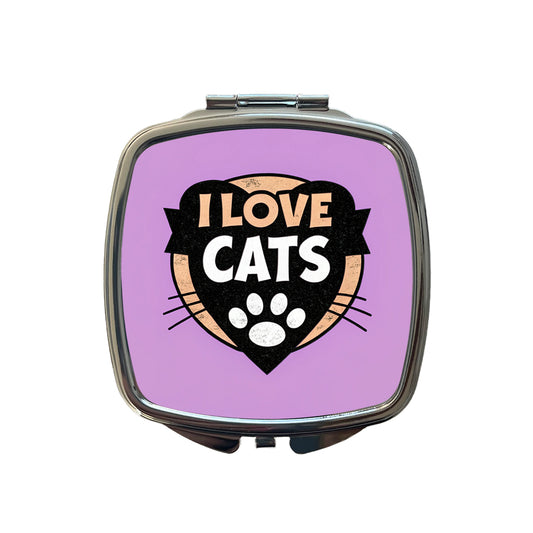 I Love Cats Small Travel Purse Handbag Pocket Makeup Compact Mirror