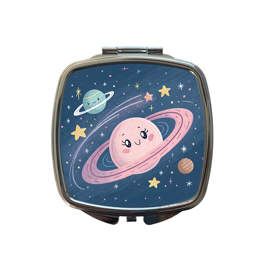Kawaii Space Milky Way Small Travel Purse Handbag Pocket Makeup Compact Mirror