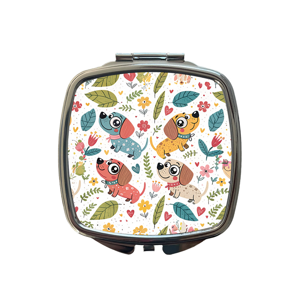 Kawaii Sweet Dogs Small Travel Purse Handbag Pocket Makeup Compact Mirror