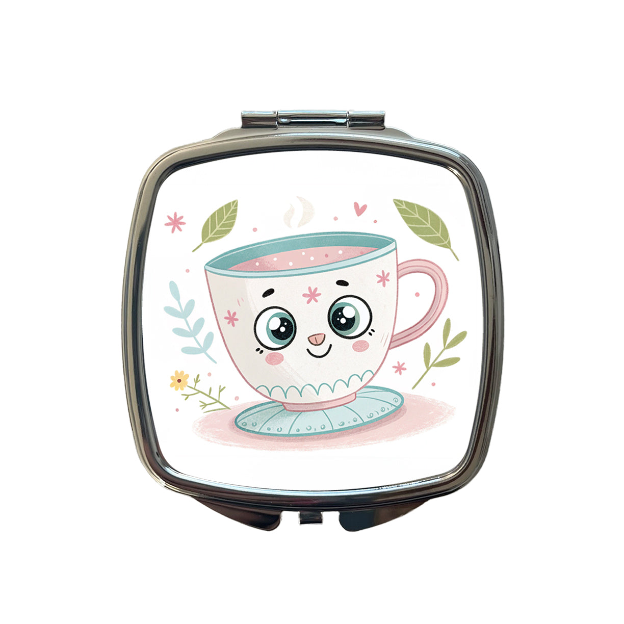 Kawaii Tea Cup Small Travel Purse Handbag Pocket Makeup Compact Mirror