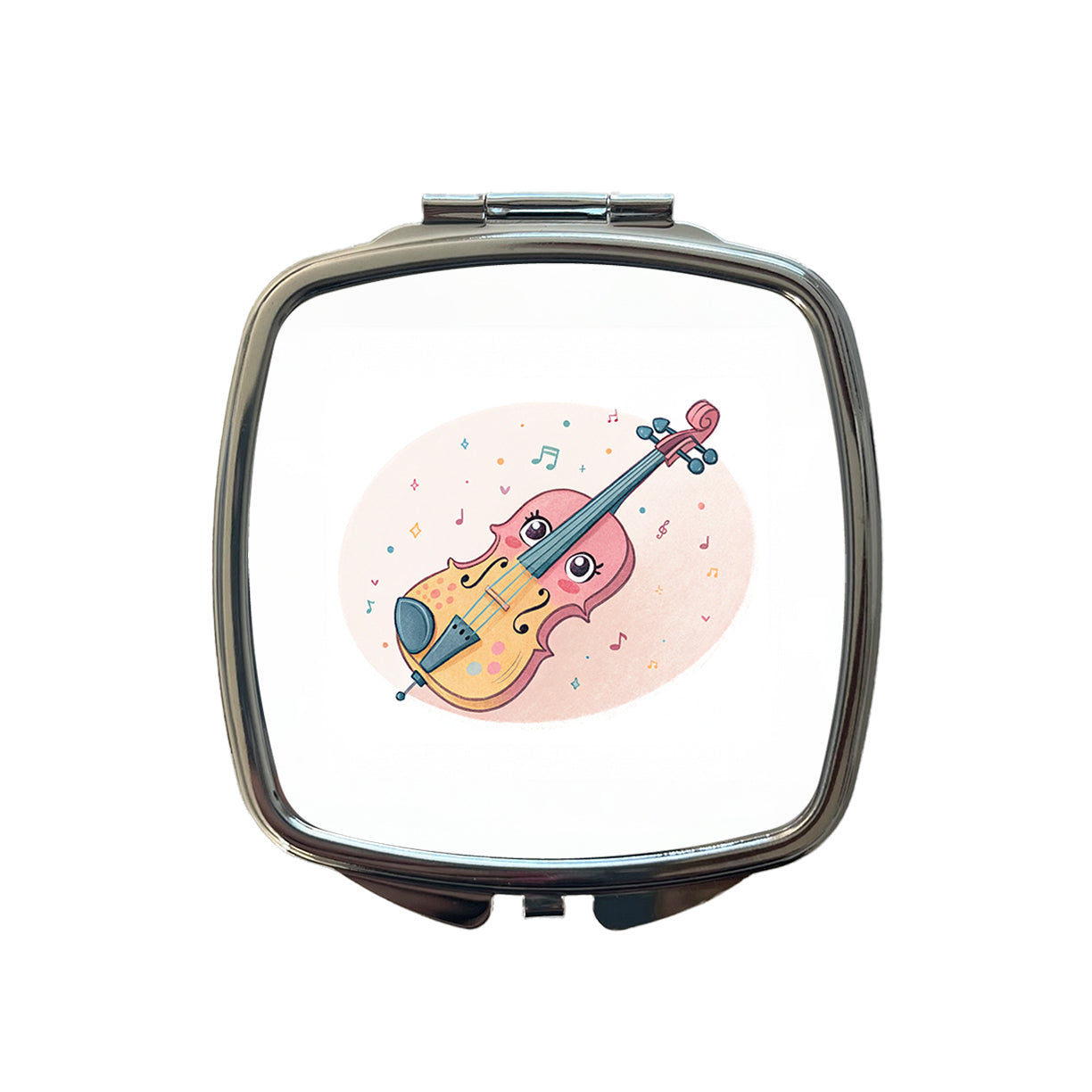 Kawaii Violin Music Small Travel Purse Handbag Pocket Makeup Compact Mirror