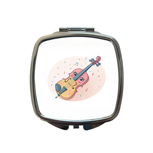 Kawaii Violin Music Small Travel Purse Handbag Pocket Makeup Compact Mirror