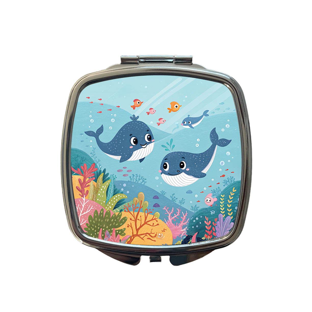 Kawaii Whales Small Travel Purse Handbag Pocket Makeup Compact Mirror