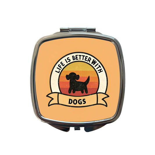 Life Is Better With Dogs Small Travel Purse Handbag Pocket Makeup Compact Mirror