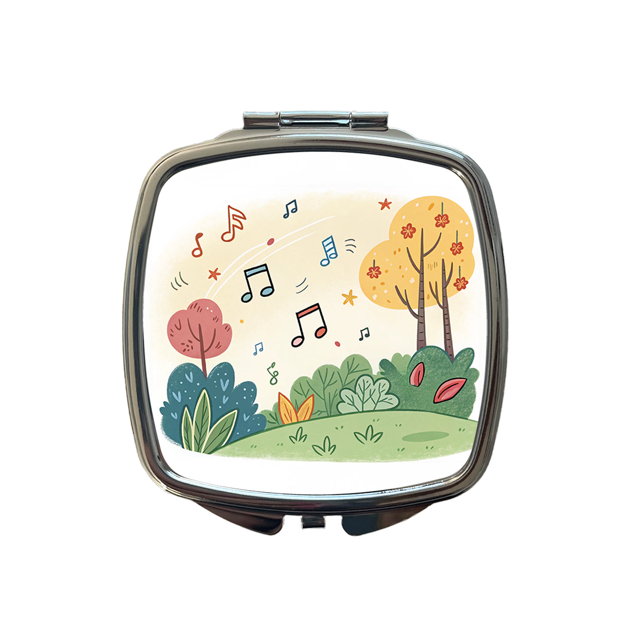 Music Notes Musical Musician Small Travel Purse Handbag Pocket Makeup Compact Mirror
