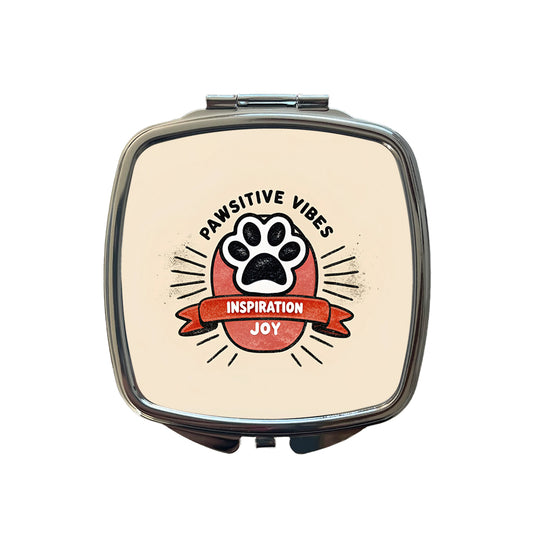 Pawsitive Positive Vibes Dogs Cats Small Travel Purse Handbag Pocket Makeup Compact Mirror