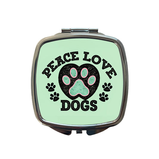 Peace Love Dogs Cute Small Travel Purse Handbag Pocket Makeup Compact Mirror