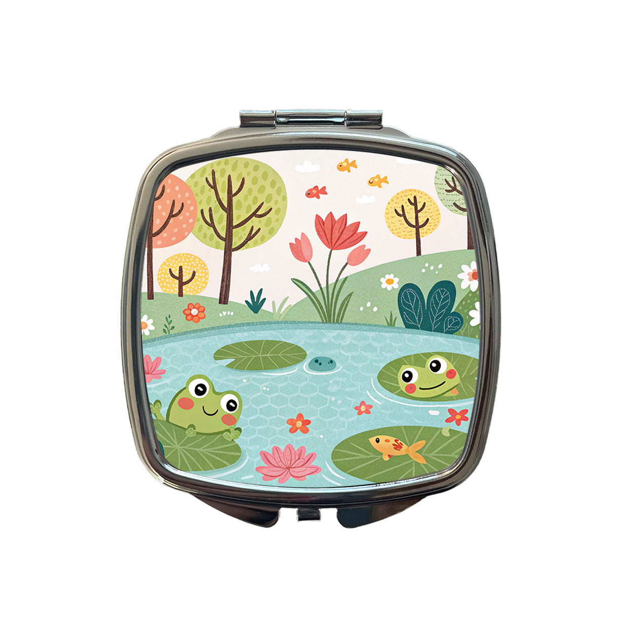 Pond And Frogs Small Travel Purse Handbag Pocket Makeup Compact Mirror