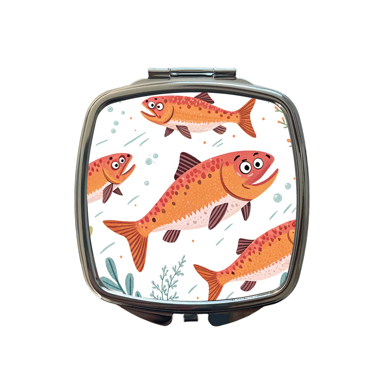 Salmon Fish Fishing Cute Small Travel Purse Handbag Pocket Makeup Compact Mirror