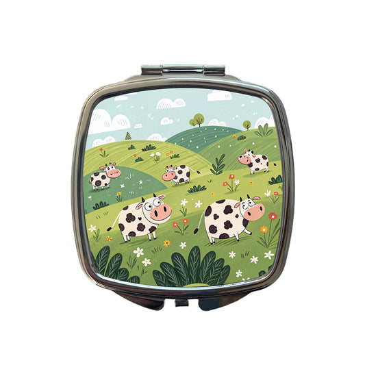 Scattered Cows Small Travel Purse Handbag Pocket Makeup Compact Mirror