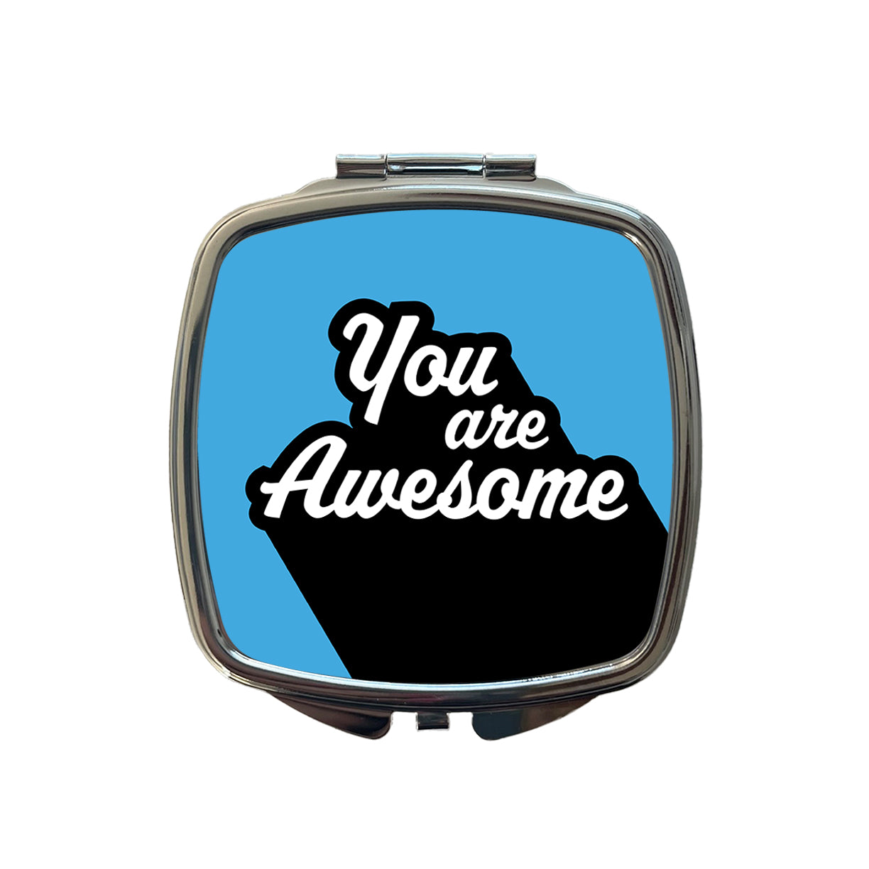 You Are Awesome Funny Inspirational Blue Small Travel Purse Handbag Pocket Makeup Compact Mirror