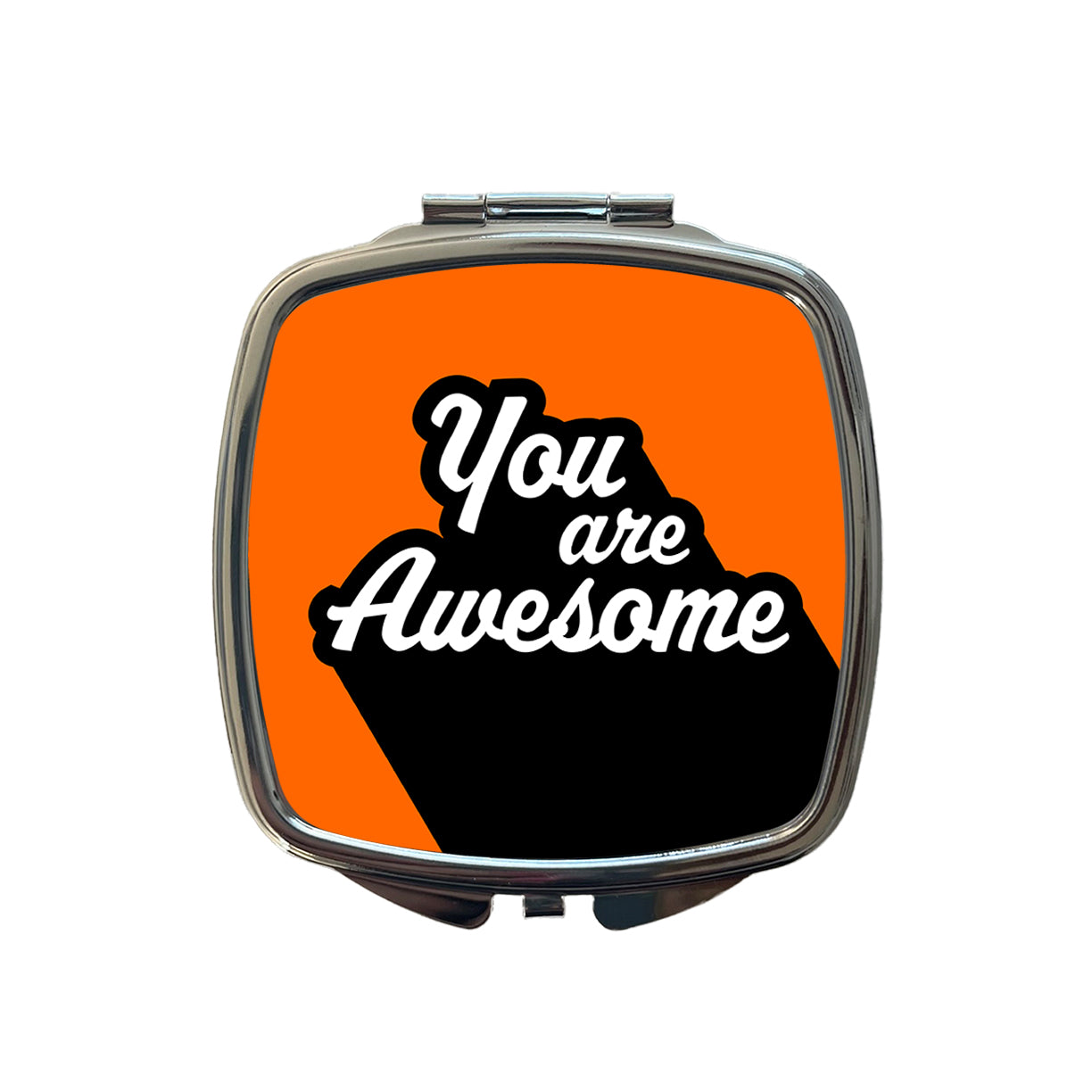 You Are Awesome Funny Inspirational Orange Small Travel Purse Handbag Pocket Makeup Compact Mirror