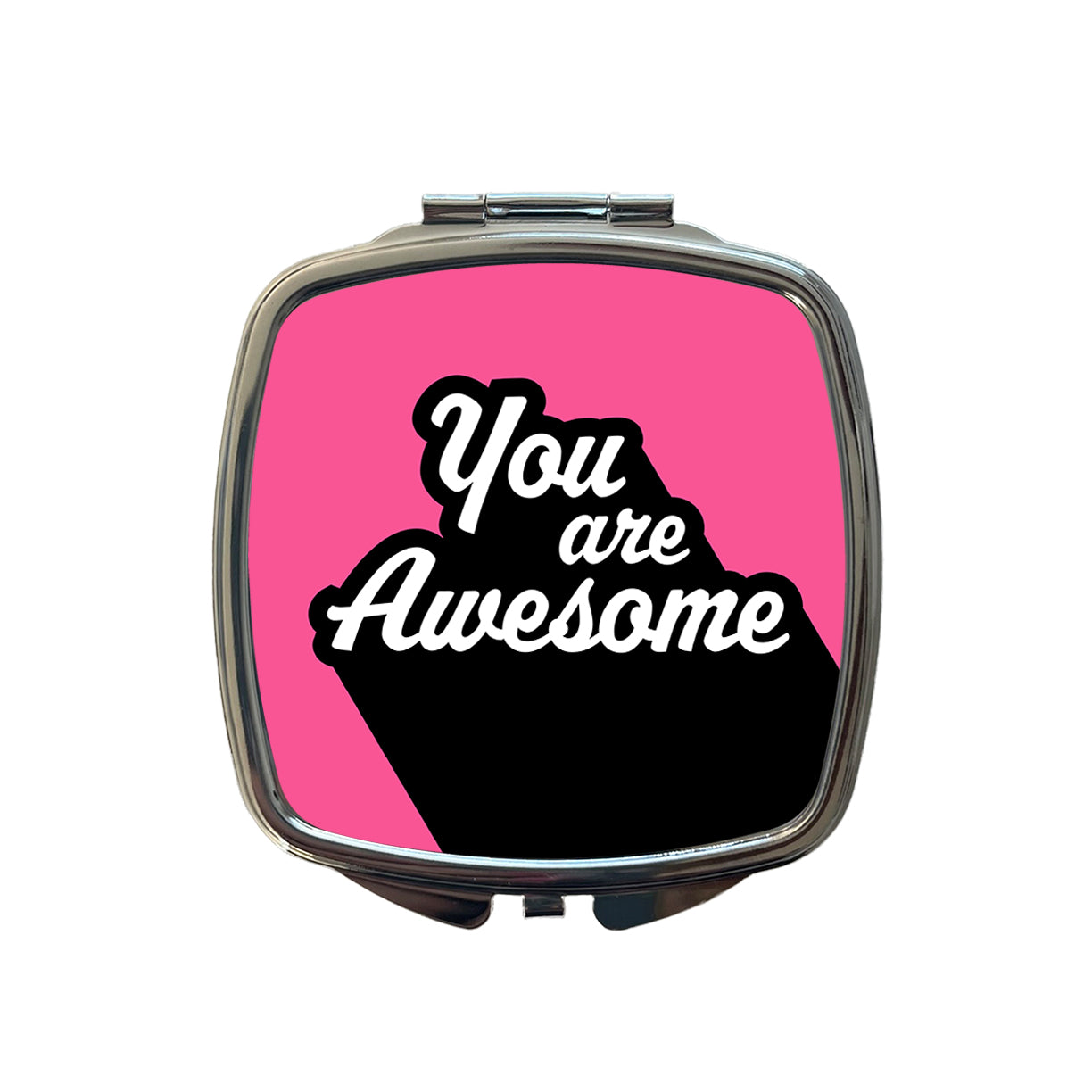 You Are Awesome Funny Inspirational Pink Small Travel Purse Handbag Pocket Makeup Compact Mirror