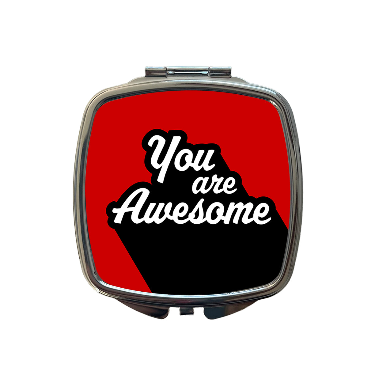 You Are Awesome Funny Inspirational Red Small Travel Purse Handbag Pocket Makeup Compact Mirror