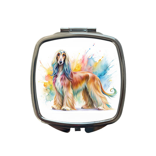 Afghan Hound Dog Watercolor Style Small Travel Purse Handbag Pocket Makeup Compact Mirror