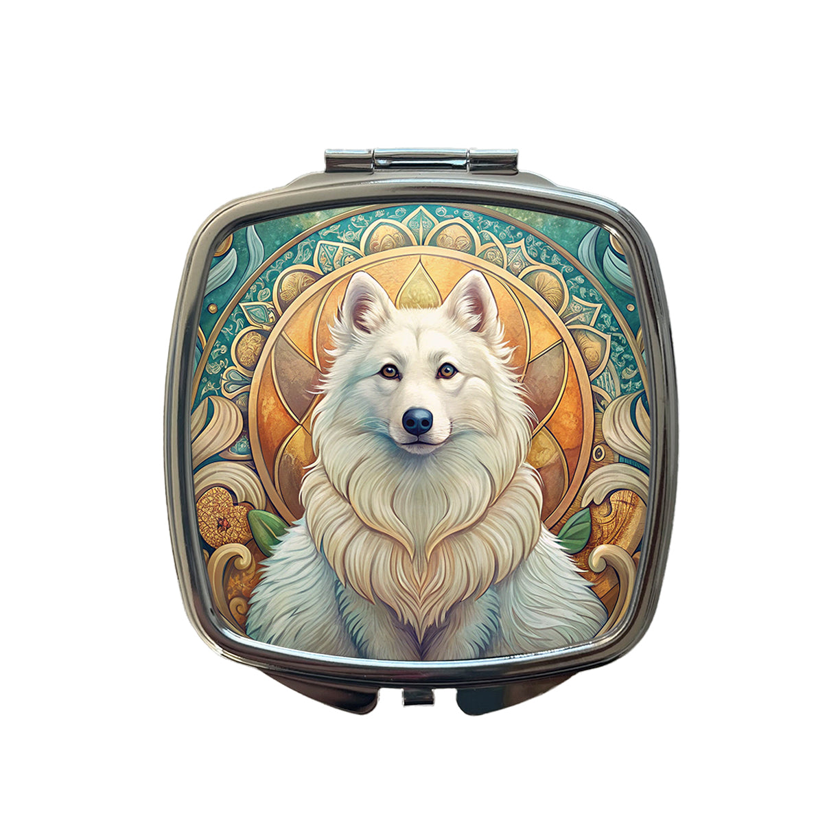 American Eskimo Dog Art Nouveau Small Travel Purse Handbag Pocket Makeup Compact Mirror