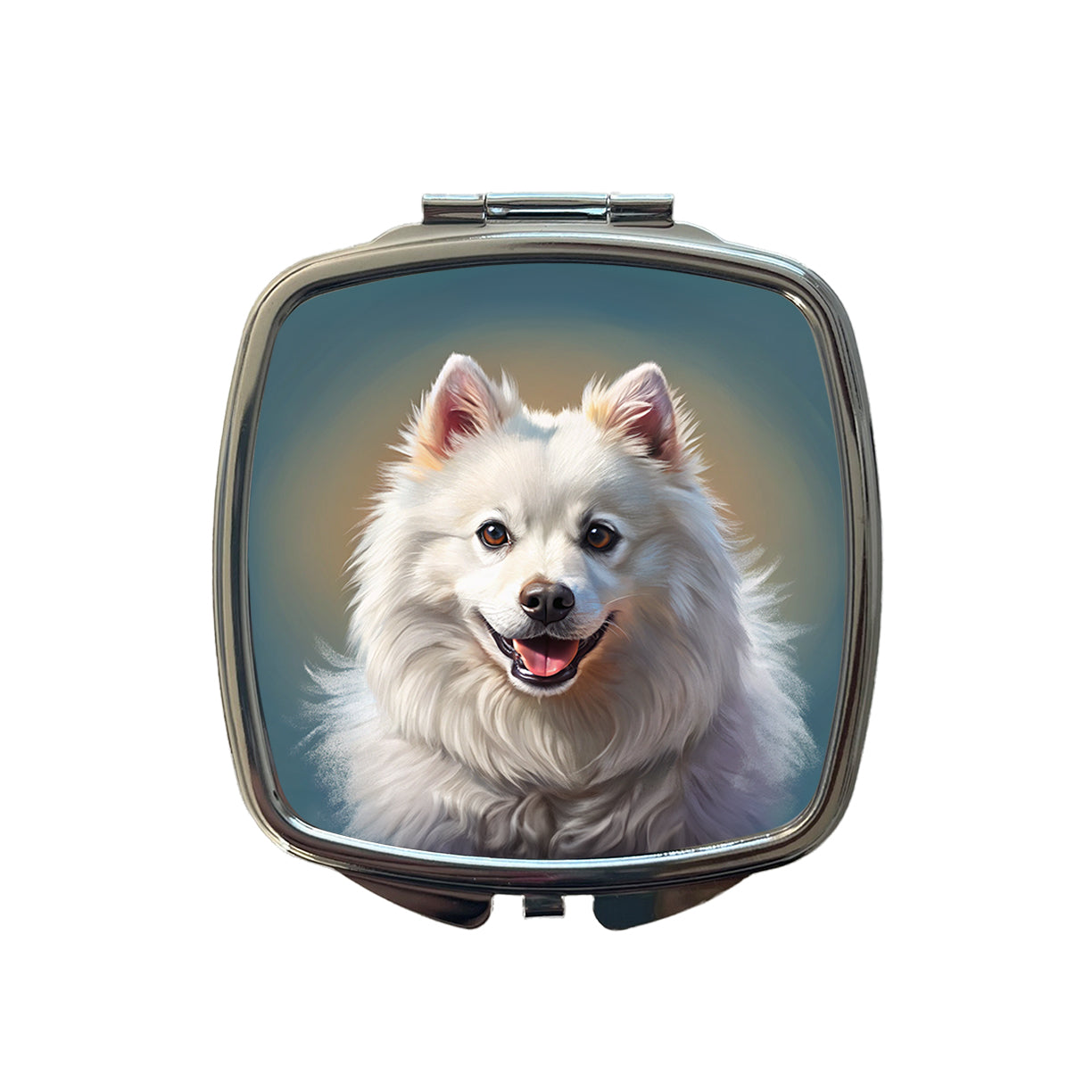 American Eskimo Dog Illustration Small Travel Purse Handbag Pocket Makeup Compact Mirror