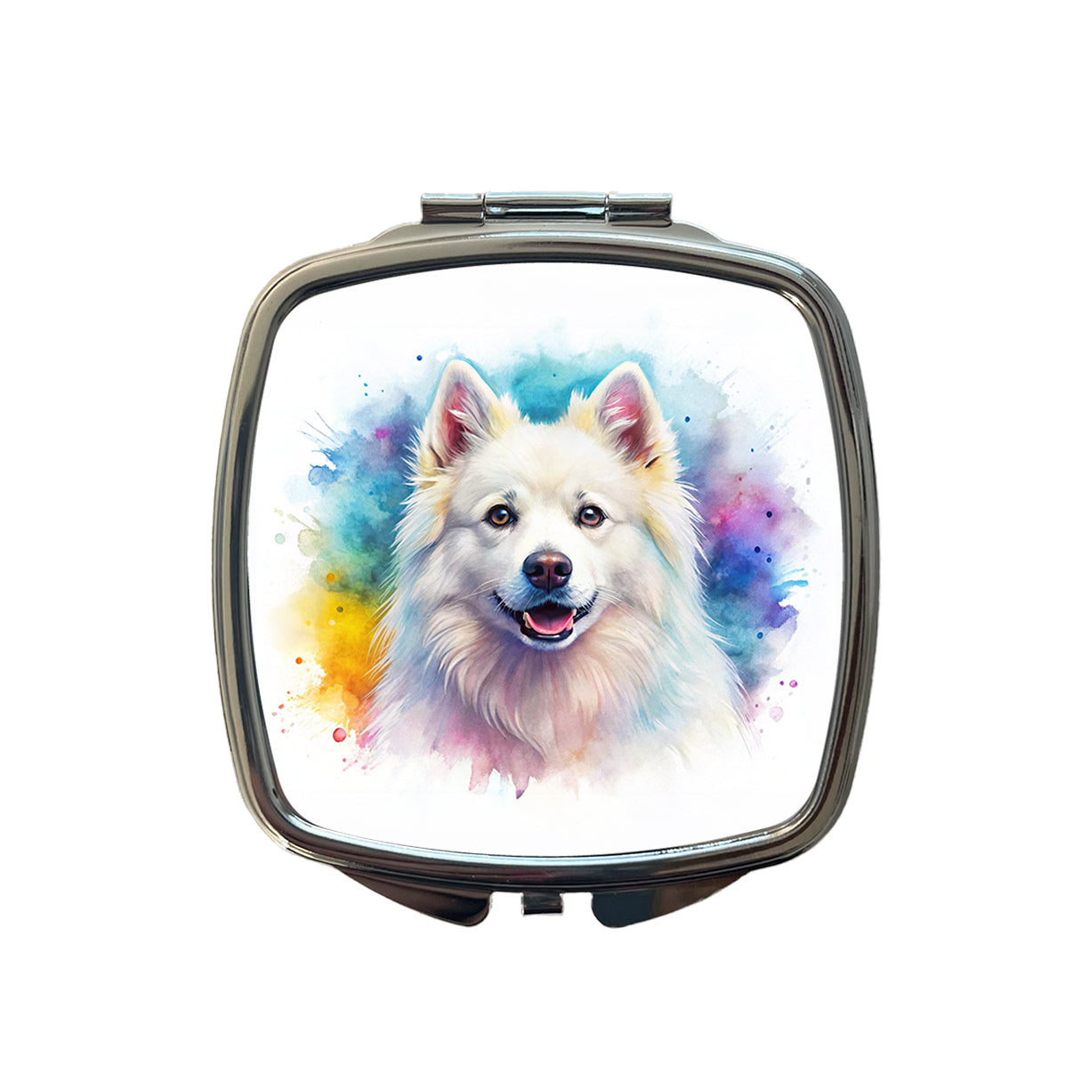 American Eskimo Dog Watercolor Style Small Travel Purse Handbag Pocket Makeup Compact Mirror