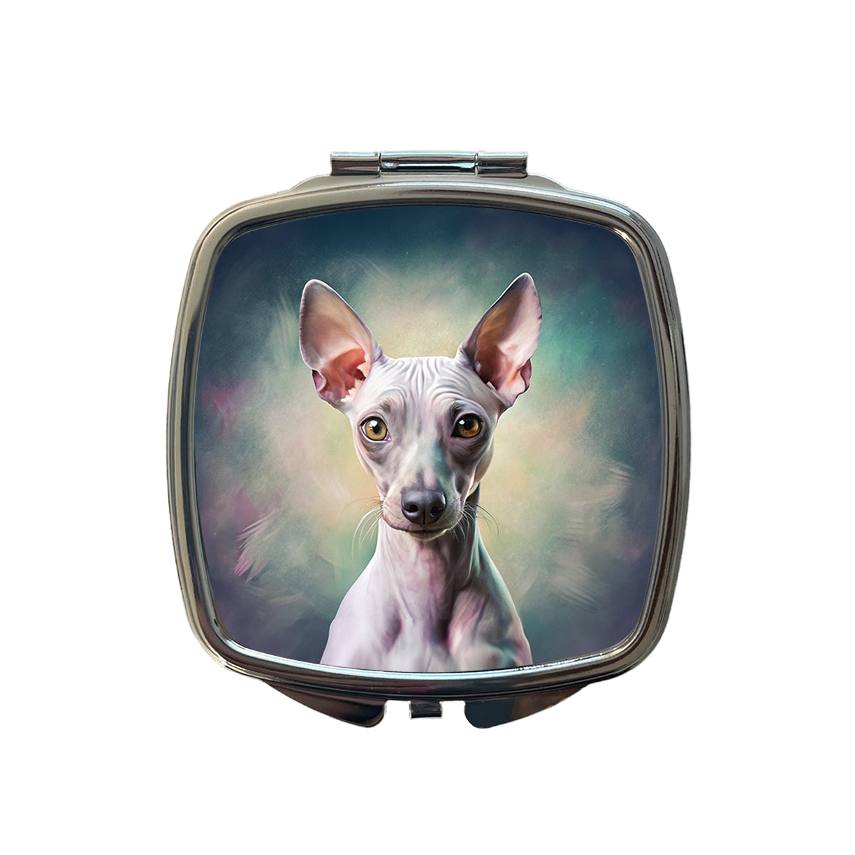 American Hairless Terrier Dog Illustration Small Travel Purse Handbag Pocket Makeup Compact Mirror