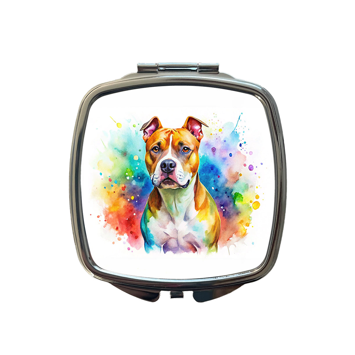 American Staffordshire Terrier Dog Watercolor Style Small Travel Purse Handbag Pocket Makeup Compact Mirror