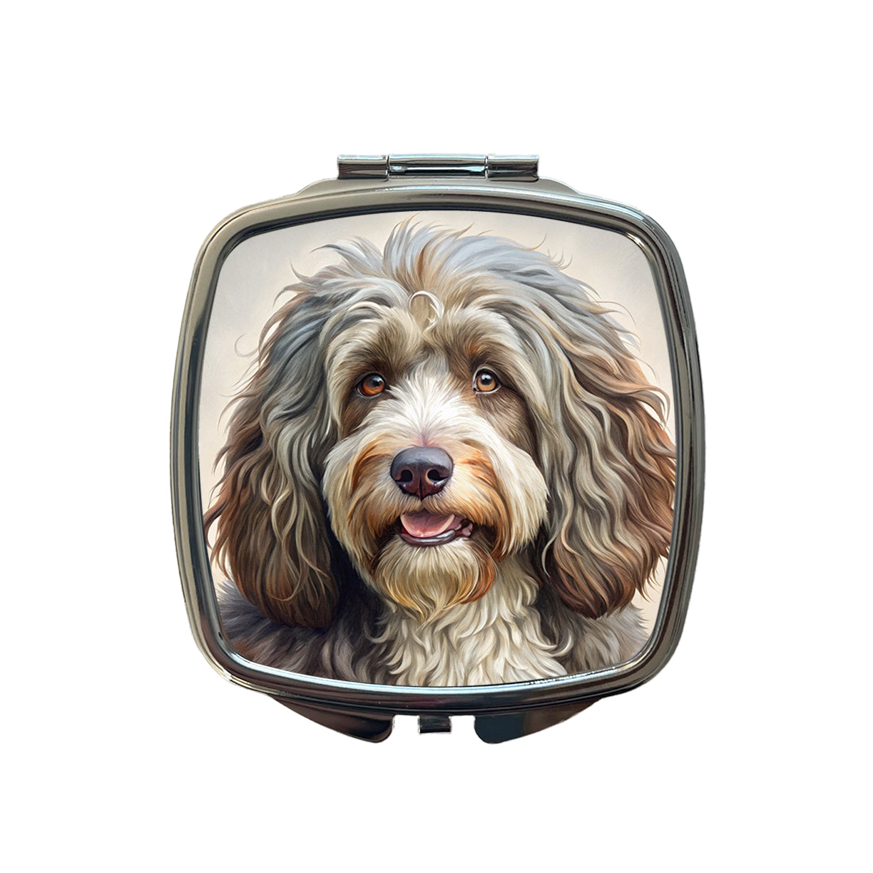 Barbet Dog Illustration Small Travel Purse Handbag Pocket Makeup Compact Mirror