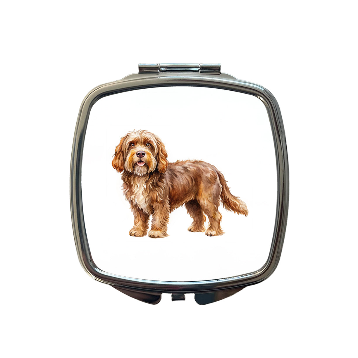 Barbet Dog Watercolor Style Small Travel Purse Handbag Pocket Makeup Compact Mirror
