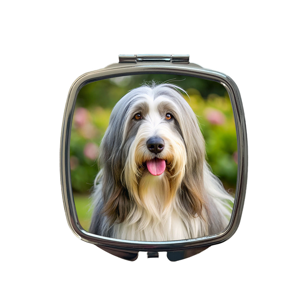 Bearded Collie Dog Photo Small Travel Purse Handbag Pocket Makeup Compact Mirror