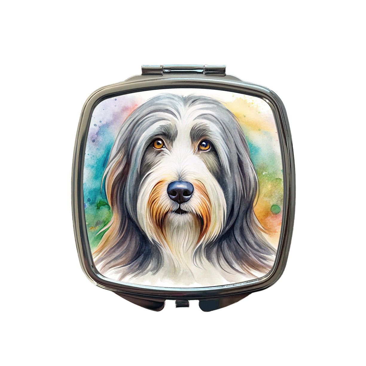 Bearded Collie Dog Watercolor Style Small Travel Purse Handbag Pocket Makeup Compact Mirror
