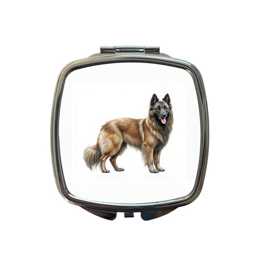 Belgian Tervuren Dog Illustration Small Travel Purse Handbag Pocket Makeup Compact Mirror