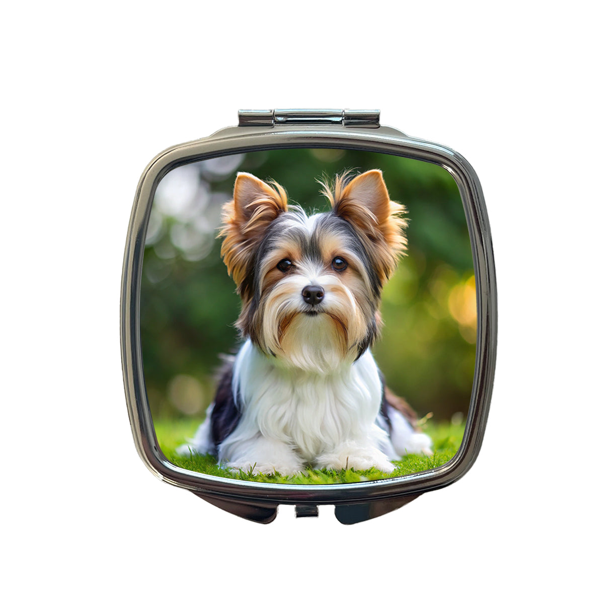 Biewer Terrier Dog Photo Small Travel Purse Handbag Pocket Makeup Compact Mirror