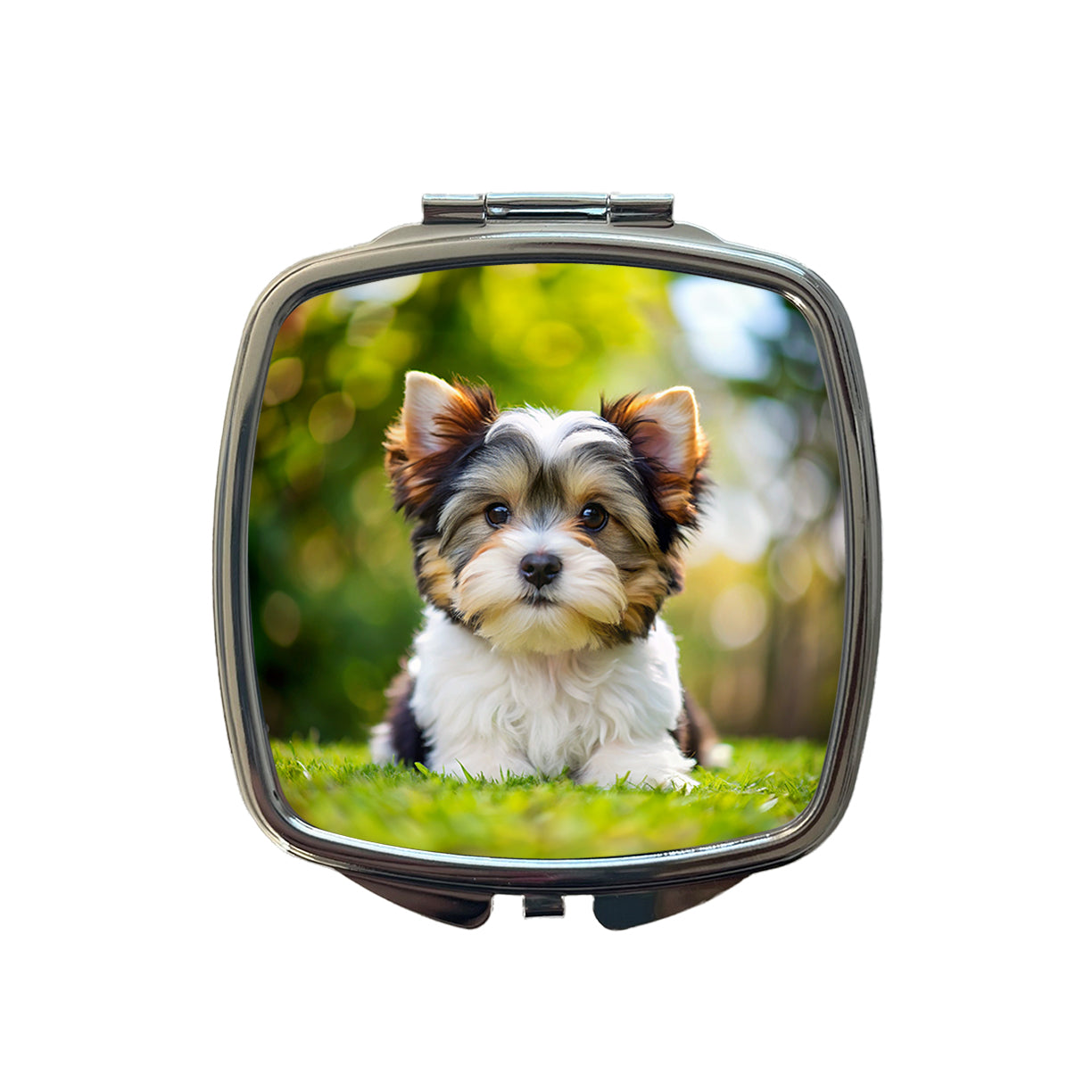 Biewer Terrier Dog Puppy Photo Small Travel Purse Handbag Pocket Makeup Compact Mirror