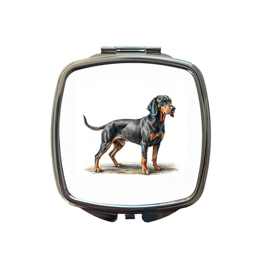 Black And Tan Coonhound Dog Illustration Small Travel Purse Handbag Pocket Makeup Compact Mirror